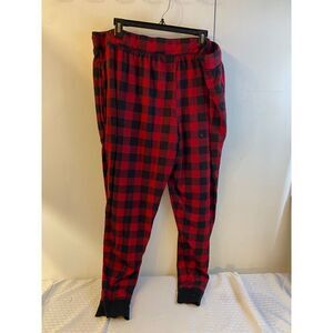 Fruit Loom xxl red checkered Christmas pj pajama elastic pants 42" waist